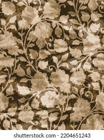 floral ornamental flowers pattern in gold color and texture. vintage and ethnic elements in tie dye modern style 