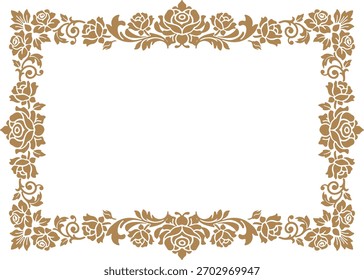 Floral Ornamental Frame Vector Border, elegant floral ornamental frame vector crafted with decorative rose artwork, creating a timeless floral ornamental frame vector for invitations and classic layou