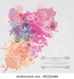 Floral and ornamental item background. Watercolor background.