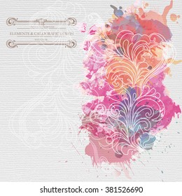 Floral and ornamental item background. Watercolor background.