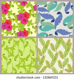 Floral ornamental pattern with leaf and  flower
