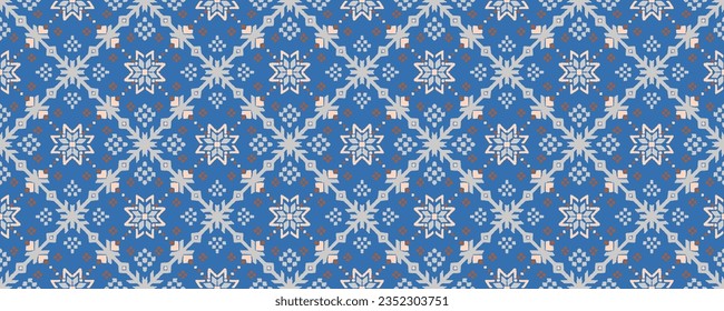 Floral ornamental pattern. Strawberries with fruits and flowers on a colored background . Vector illustration for banners, postcards, flyers, wallpapers for social networks, textiles, tablecloths