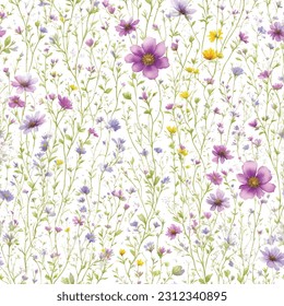 Floral ornamental seamless pattern. Abstract flower bouquet background. Spring garden flourish decor