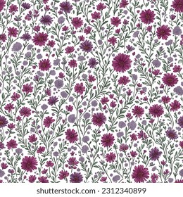 Floral ornamental seamless pattern. Abstract flower bouquet background. Spring garden flourish decor