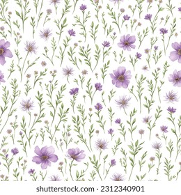 Floral ornamental seamless pattern. Abstract flower bouquet background. Spring garden flourish decor