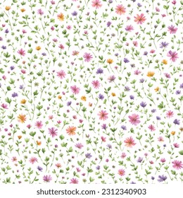 Floral ornamental seamless pattern. Abstract flower bouquet background. Spring garden flourish decor