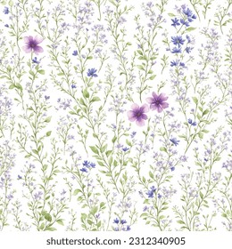 Floral ornamental seamless pattern. Abstract flower bouquet background. Spring garden flourish decor