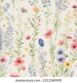 Floral ornamental seamless pattern. Abstract flower bouquet background. Spring garden flourish decor