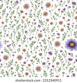 Floral ornamental seamless pattern. Abstract flower bouquet background. Spring garden flourish decor