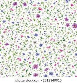 Floral ornamental seamless pattern. Abstract flower bouquet background. Spring garden flourish decor