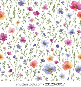 Floral ornamental seamless pattern. Abstract flower bouquet background. Spring garden flourish decor