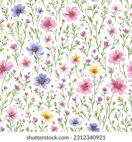 Floral ornamental seamless pattern. Abstract flower bouquet background. Spring garden flourish decor