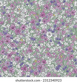 Floral ornamental seamless pattern. Abstract flower bouquet background. Spring garden flourish decor