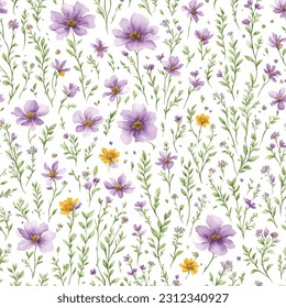 Floral ornamental seamless pattern. Abstract flower bouquet background. Spring garden flourish decor