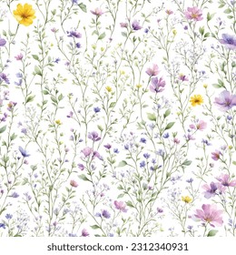 Floral ornamental seamless pattern. Abstract flower bouquet background. Spring garden flourish decor