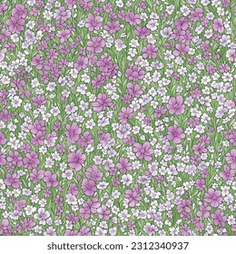 Floral ornamental seamless pattern. Abstract flower bouquet background. Spring garden flourish decor