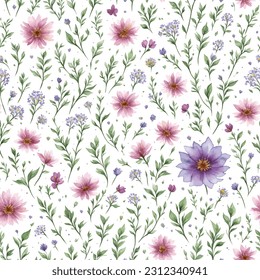 Floral ornamental seamless pattern. Abstract flower bouquet background. Spring garden flourish decor