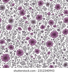 Floral ornamental seamless pattern. Abstract flower bouquet background. Spring garden flourish decor