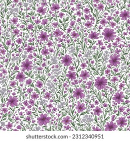 Floral ornamental seamless pattern. Abstract flower bouquet background. Spring garden flourish decor