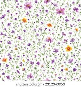 Floral ornamental seamless pattern. Abstract flower bouquet background. Spring garden flourish decor