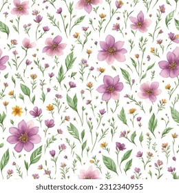 Floral ornamental seamless pattern. Abstract flower bouquet background. Spring garden flourish decor