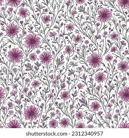 Floral ornamental seamless pattern. Abstract flower bouquet background. Spring garden flourish decor