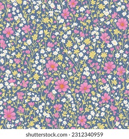 Floral ornamental seamless pattern. Abstract flower bouquet background. Spring garden flourish decor