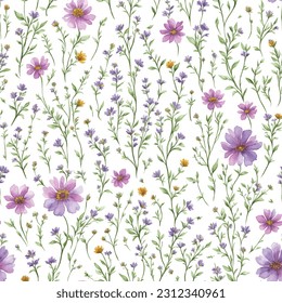 Floral ornamental seamless pattern. Abstract flower bouquet background. Spring garden flourish decor