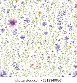 Floral ornamental seamless pattern. Abstract flower bouquet background. Spring garden flourish decor