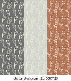 Patrón floral ornamental sin costuras. Doodle, composición de línea de hojas dibujadas a mano. Vector