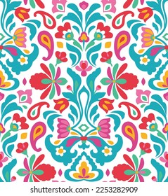 Floral ornamental seamless pattern in ethnic style