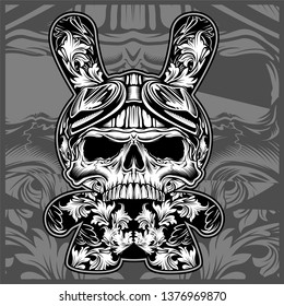 Floral ornamental skulls,hand drawing vector