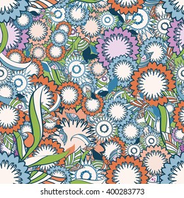 Floral and ornamental spring item seamless pattern. abstract flowers. colorful