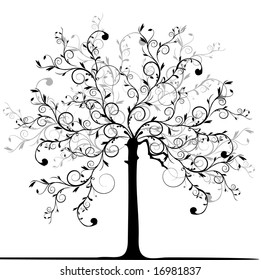 Floral ornamental tree - vector illustration
