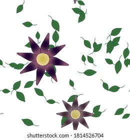 Floral ornamental vector pattern. Seamless design leafs texture.