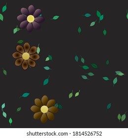 Floral ornamental vector pattern. Seamless design leafs texture.