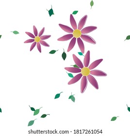 Floral ornamental vector pattern. Seamless design leafs texture.
