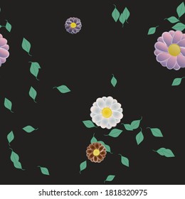 Floral ornamental vector pattern. Seamless design leafs texture.