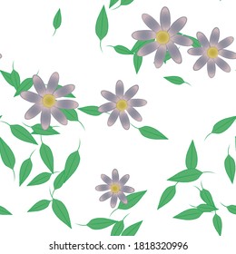 Floral ornamental vector pattern. Seamless design leafs texture.