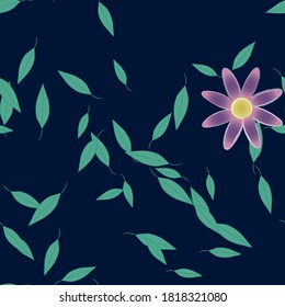 Floral ornamental vector pattern. Seamless design leafs texture.