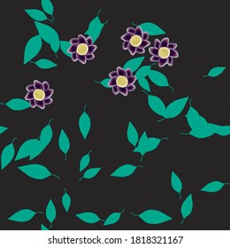 Floral ornamental vector pattern. Seamless design leafs texture.