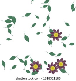 Floral ornamental vector pattern. Seamless design leafs texture.