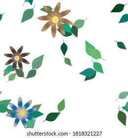 Floral ornamental vector pattern. Seamless design leafs texture.