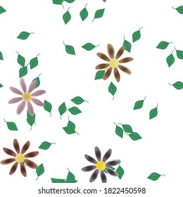 Floral ornamental vector pattern. Seamless design leafs texture.