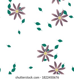 Floral ornamental vector pattern. Seamless design leafs texture.