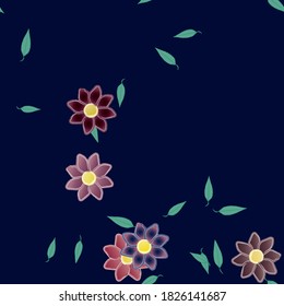 Floral ornamental vector pattern. Seamless design leafs texture.