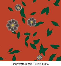 Floral ornamental vector pattern. Seamless design leafs texture.