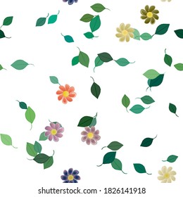 Floral ornamental vector pattern. Seamless design leafs texture.