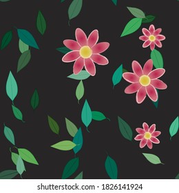 Floral ornamental vector pattern. Seamless design leafs texture.
