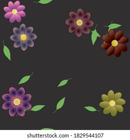 Floral ornamental vector pattern. Seamless design leafs texture.